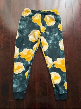 Nike Men’s Floral Club Fleece Joggers Size S Sweatpants Lounge Green Yellow